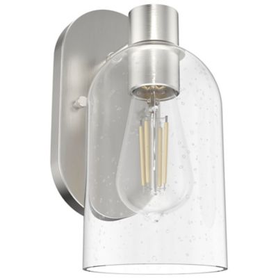 Hunter Lochemeade Single-Light Wall Sconce Brushed Nickel Clear Seeded Glass