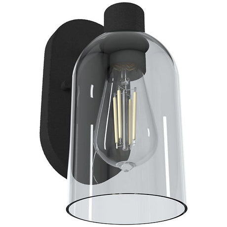 Hunter Lochemeade Single-Light Wall Sconce Brushed Nickel Clear Seeded Glass