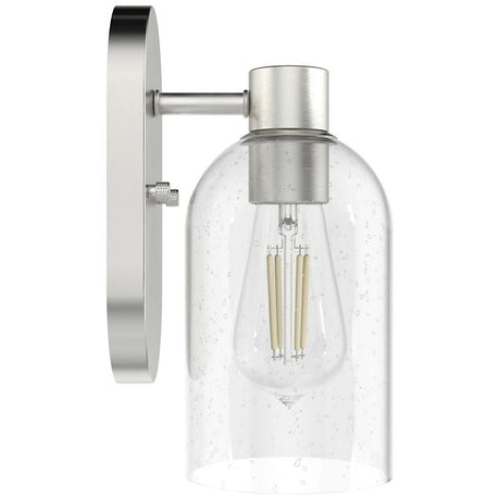 Hunter Lochemeade Single-Light Wall Sconce Brushed Nickel Clear Seeded Glass