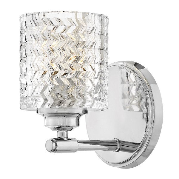 Hinkley Elle Chrome Wall Sconce with Chevron Cut Glass Shade