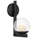 Sunni Bath Wall Sconce Steel Arm Clear Glass Globe