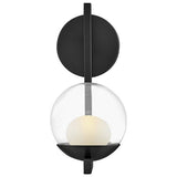 Sunni Bath Wall Sconce Steel Arm Clear Glass Globe