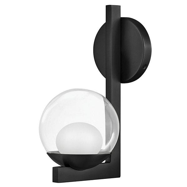 Sunni Bath Wall Sconce Steel Arm Clear Glass Globe