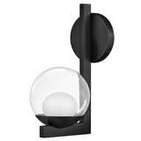 Sunni Bath Wall Sconce Steel Arm Clear Glass Globe