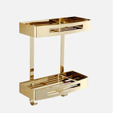 Wall-Mounted Stainless Steel Corner Shower Shelf Dual-Tier Soap Basket