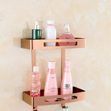 Wall-Mounted Stainless Steel Corner Shower Shelf Dual-Tier Soap Basket