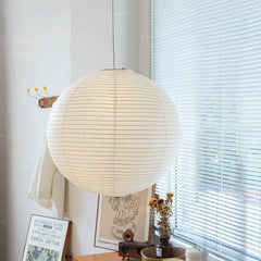 Rice Paper Pendant Light Wabi Sabi Round Modern White