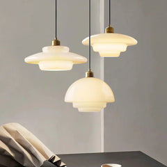 Hanna Art Deco Glass Pendant Light Modern Creamy Style Hanging Lamp
