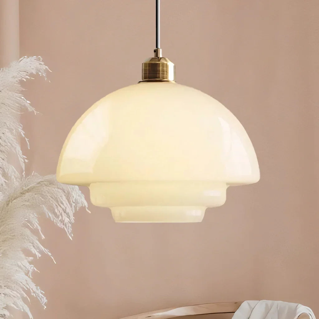 Hanna Art Deco Glass Pendant Light Modern Creamy Style Hanging Lamp