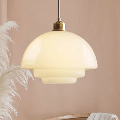 Hanna Art Deco Glass Pendant Light Modern Creamy Style Hanging Lamp