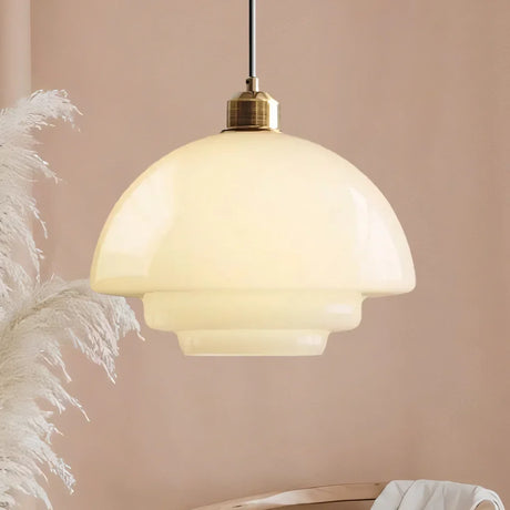 Hanna Art Deco Glass Pendant Light Modern Creamy Style Hanging Lamp