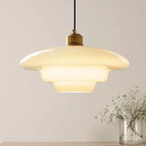 Hanna Art Deco Glass Pendant Light Modern Creamy Style Hanging Lamp