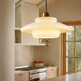 Cream opal glass pendant light shade detail