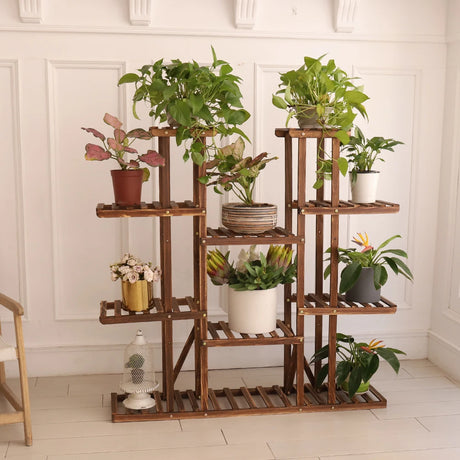 46in Multi-Tier Wooden Plant Stand for 16 Pots Display