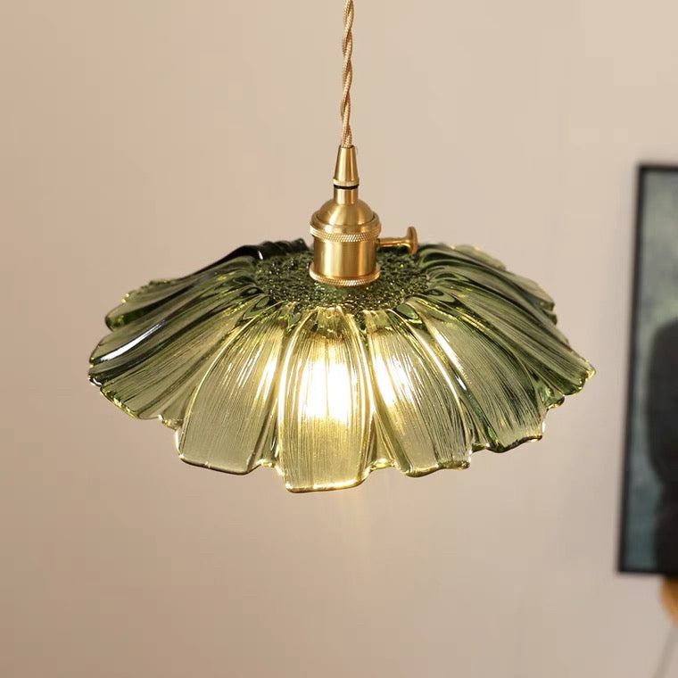 Lampsmodern-UK Retro Flower Glass Pendant Light Adjustable 59in Cord