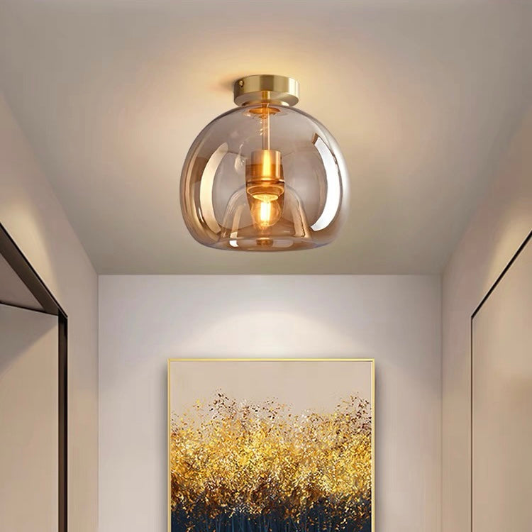 Lampsmodern-UK Retro Copper Glass Ceiling Light Semi-Flush 9.8in