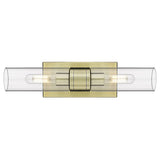 Leo Art Deco Cylinder Vanity Light Clear Glass Brass Finish