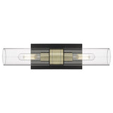 Leo Art Deco Cylinder Vanity Light Clear Glass Brass Finish