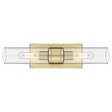 Leo Art Deco Cylinder Vanity Light Clear Glass Brass Finish