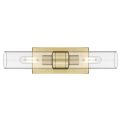 Leo Art Deco Cylinder Vanity Light Clear Glass Brass Finish