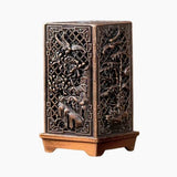 Incense Burner - Square Xiangyun Alloy with Plum Design for Home Aromatherapy Decor