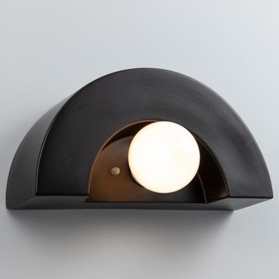 Crescent Ceramic Wall Sconce, Gloss Black with Matte White