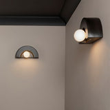 Crescent Ceramic Wall Sconce, Gloss Black with Matte White
