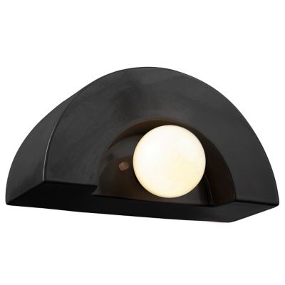 Crescent Ceramic Wall Sconce, Gloss Black with Matte White