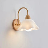 Japanese Wooden Wall Sconce Lamp with Frosted Glass Shade