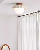 Detail of the petal ceiling light shade texture and cream canopy