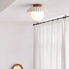 Detail of the petal ceiling light shade texture and cream canopy