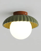 Brown and green colourway of the petal shade flush mount ceiling light