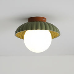 Brown and green colourway of the petal shade flush mount ceiling light