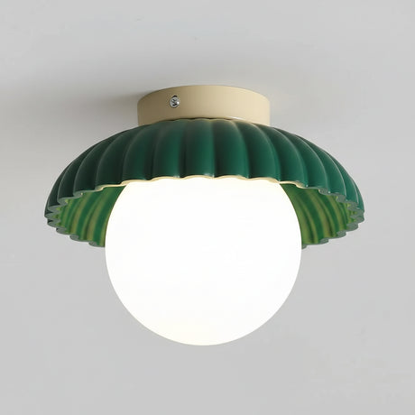 Brown and beige colourway of the glass globe ceiling light