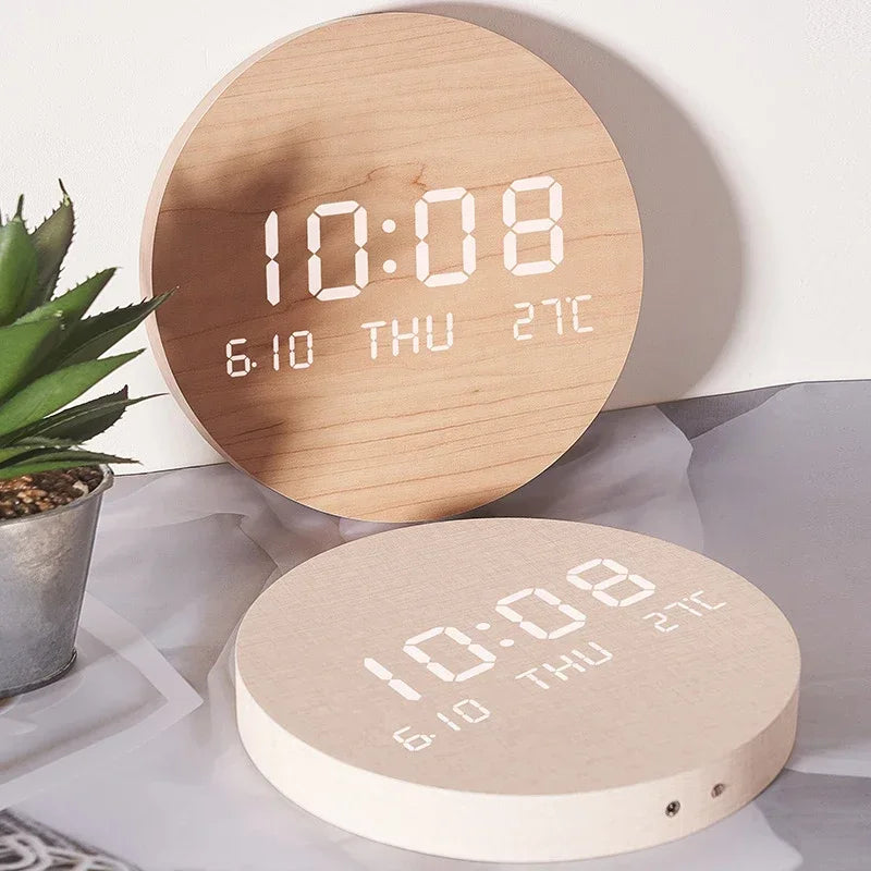 LED Digital Wall Clock with Temperature, Date & Silent Mode