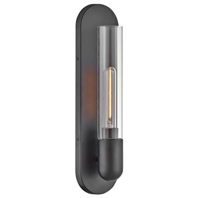 Tully Wall Sconce Black Steel Arm Modern Glass Shade