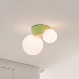 Modern Minimalist Land Flush Mount Ceiling Light Resin Glass 2-Light
