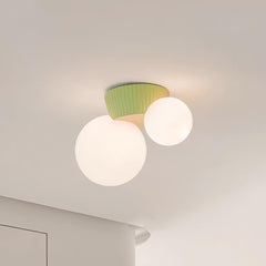 Modern Minimalist Land Flush Mount Ceiling Light Resin Glass 2-Light