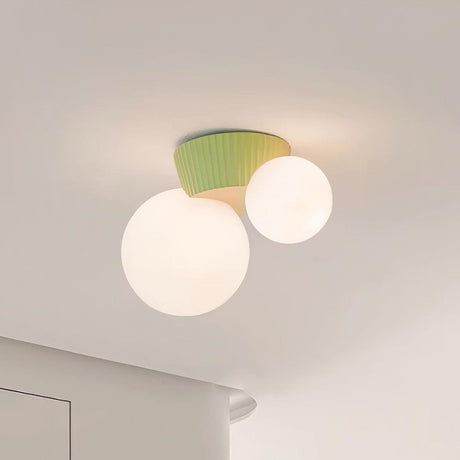 Modern Minimalist Land Flush Mount Ceiling Light Resin Glass 2-Light
