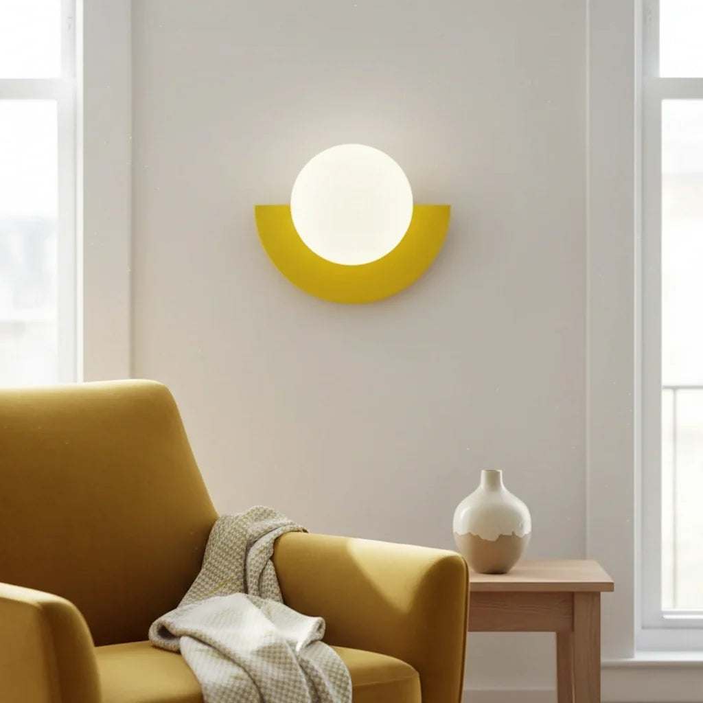 Linus Minimalist Colorful Glass Globe Wall Light Modern Sconce