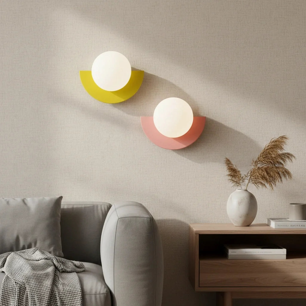 Linus Minimalist Colorful Glass Globe Wall Light Modern Sconce