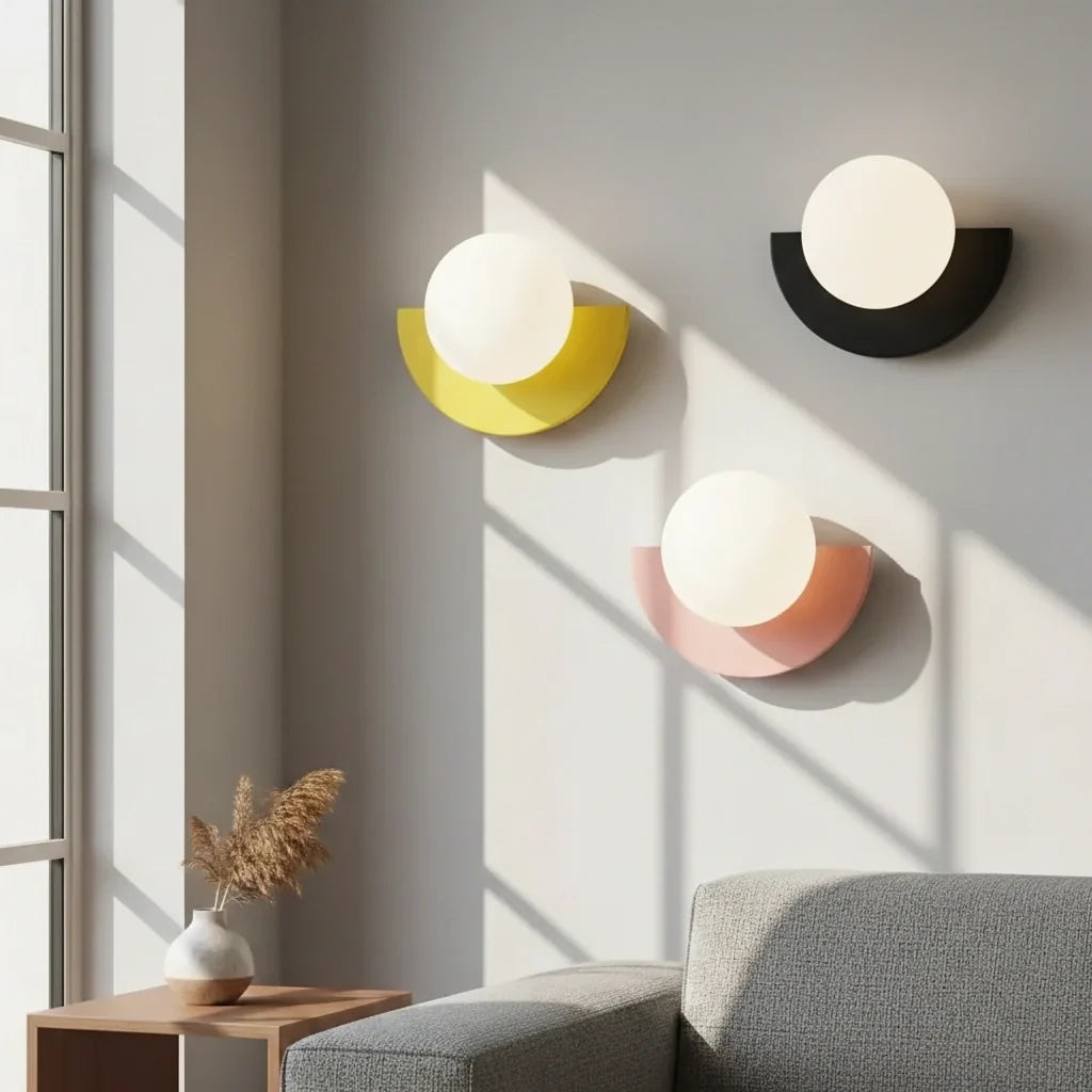 Linus Minimalist Colorful Glass Globe Wall Light Modern Sconce
