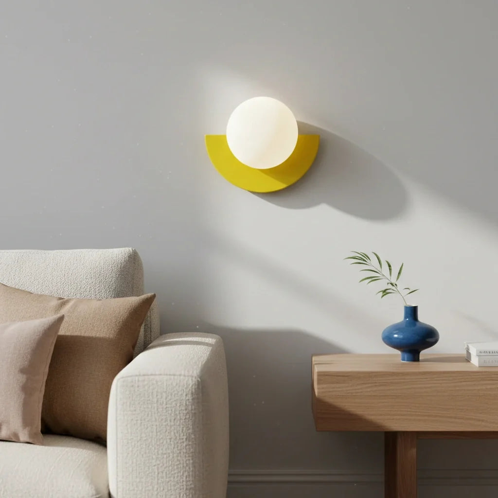 Linus Minimalist Colorful Glass Globe Wall Light Modern Sconce