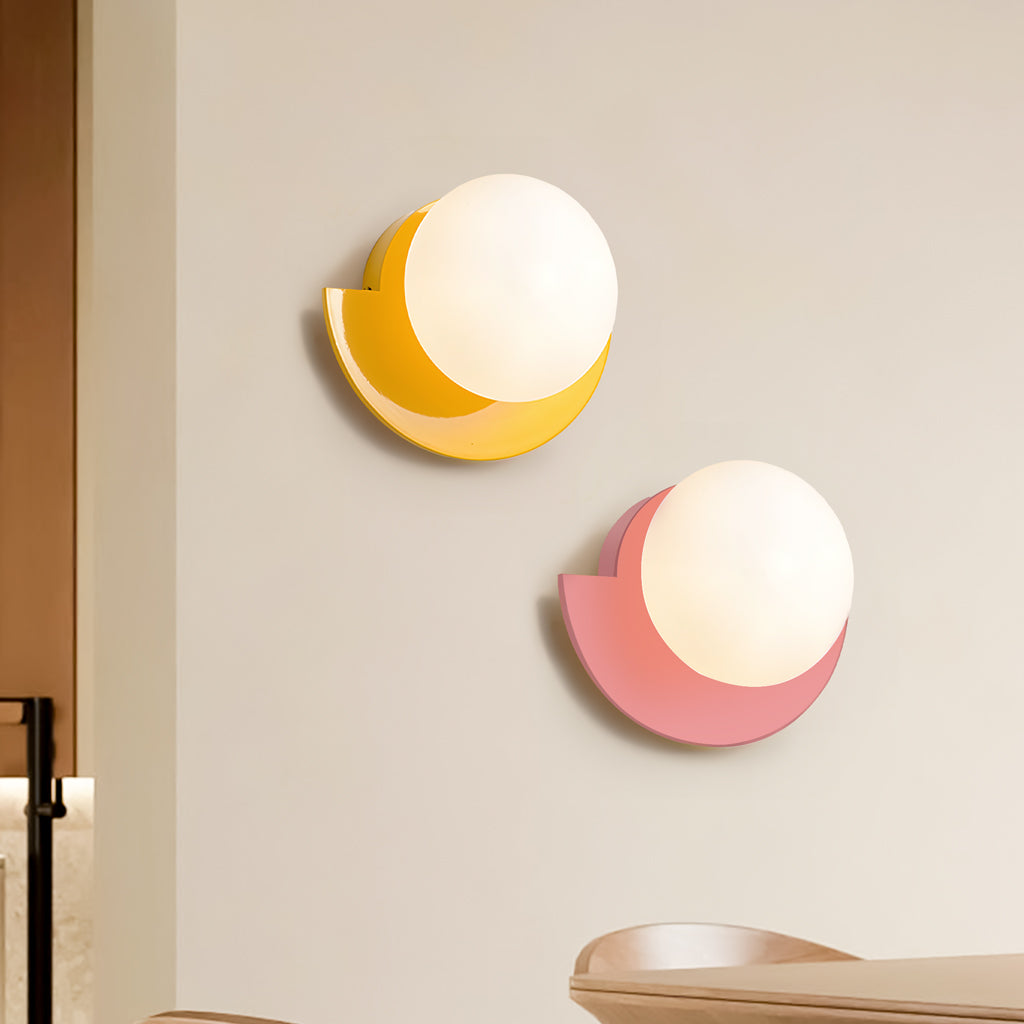 Linus Minimalist Colorful Glass Globe Wall Light Modern Sconce