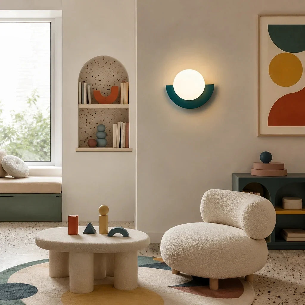 Linus Minimalist Colorful Glass Globe Wall Light Modern Sconce