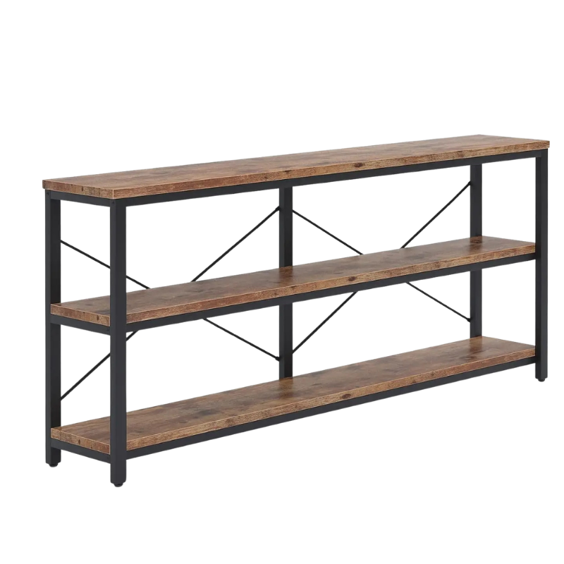 Long Console Table – 70.86in Rustic 3-Tier Narrow Sofa Table