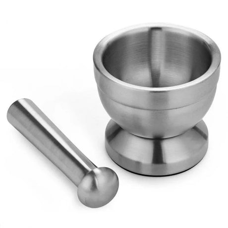 Mini Double Stainless Steel Mortar Pestle Grinder with Antiskid Base