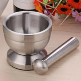 Mini Double Stainless Steel Mortar Pestle Grinder with Antiskid Base