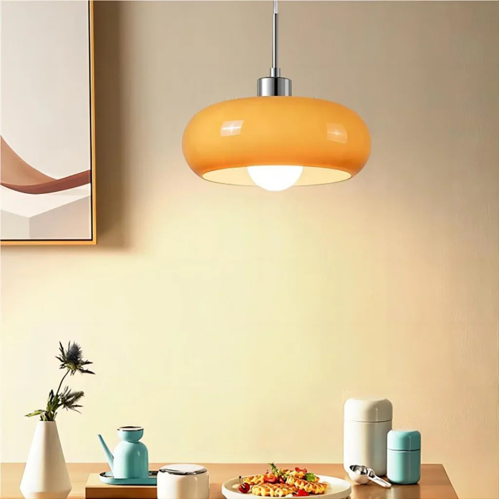 Bauhaus Kieran Glass Pendant Light Iron 1-Light