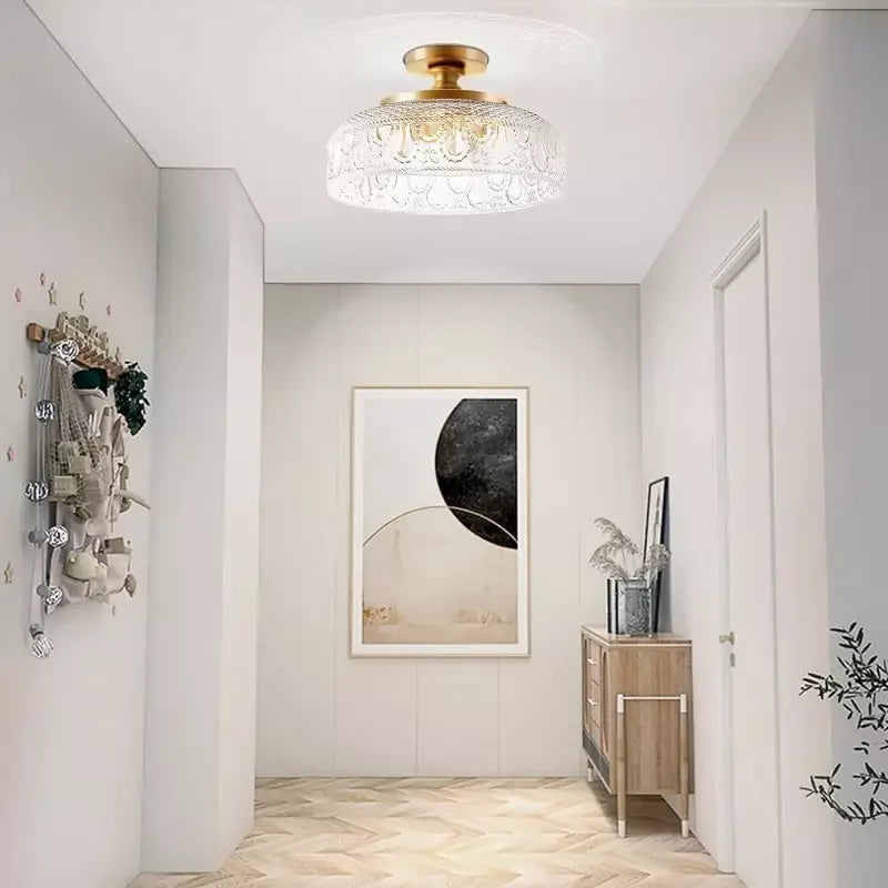 Nysa Elva Vintage Floral Clear Glass Ceiling Light Flush Mount